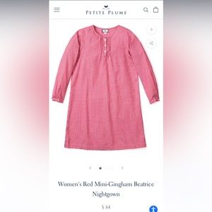 Womens Petite Plume Mini Red Gingham nightgown in excellent condition